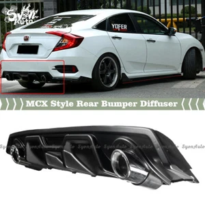 FITS 2016-2020 HONDA CIVIC SEDAN MCX STYLE BLK REAR BUMPER DIFFUSER REPLACEMENT - Picture 1 of 5