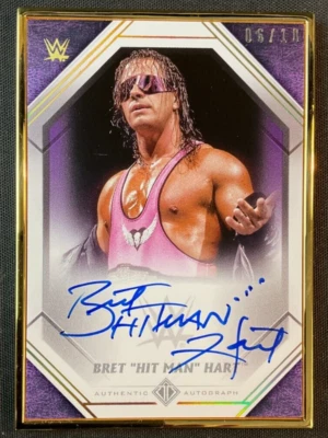 2021 Topps WWE Transcendent Auto BRET Hit Man HART Gold Framed AUTOGRAPH /10! - Image 1 of 3