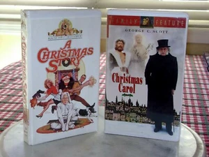 VINTAGE A CHRISTMAS STORY & A CHRISTMAS CAROL VHS TAPES CLAMSHELL GEORGE C SCOTT - Picture 1 of 6