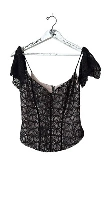 Nicole Miller Black Lace Corset Top Size 4 - Image 1 of 4