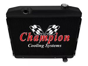 ER Champion 3 Row Black Finish Radiator for 1957 Chevrolet Bel Air L6 Engine - Foto 1 di 7