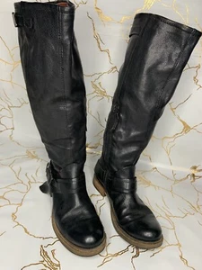 A.S.98 AS 98 Airstep Women Zipper Lace Knee Black Boots Size EU37 US6.5 23.5cm - Picture 1 of 8