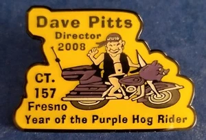VINTAGE SHRINERS MASON MASONIC MOTORCYCLE PURPLE HOG LAPEL PIN 2008 - Picture 1 of 3