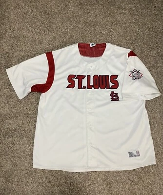 复古圣路易斯红雀队美国职棒大联盟刺绣王朝系列球衣男式尺寸 2XL — 第 1/4 张图片