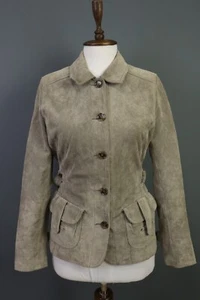 WEEKEND MAX MARA PRENDA Brown Suede Leather Pocket Button Jacket Size 8 - Picture 1 of 24