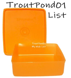 Tupperware Square Away Sandwich Keeper Sheer Orange Vtg Style New - Picture 1 of 3