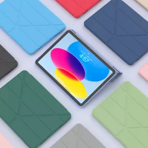 For Apple iPad 9.7/10.2/10.9/11/7.9 in Origami Leather&Silicone Case smart Cover - Picture 1 of 29