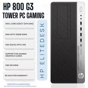 HP EliteDesk 800 G3 Tower Intel i7-6700 64GB RAM 2TB SSD Wi-Fi 90 Days Warranty - Picture 1 of 7