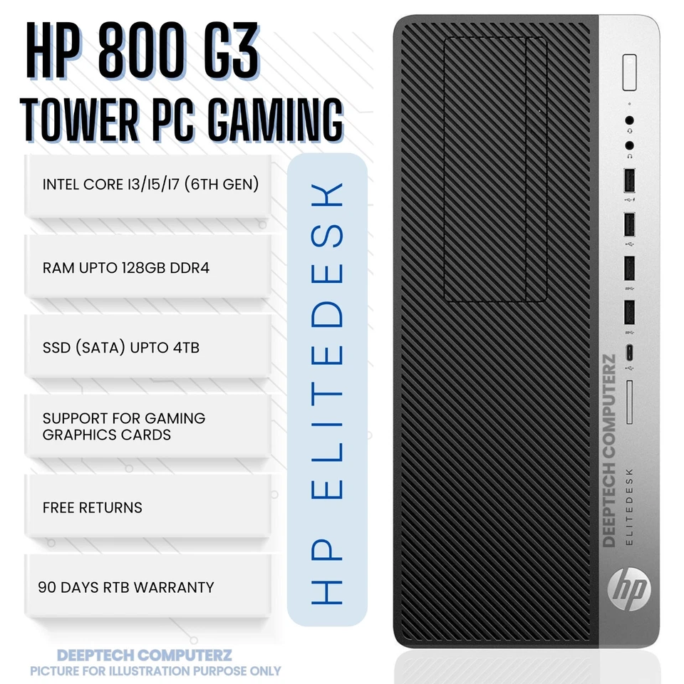 HP EliteDesk 800 G3 Tower Intel i7-6700 32GB RAM 2TB SSD Wi-Fi 90 Days Warranty - Image 1 of 4