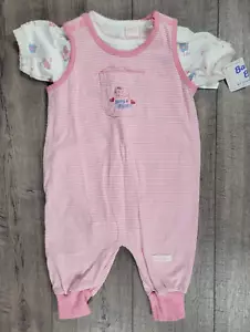 Baby Girl Clothes New Vintage Oshkosh B'gosh 3-6 Month 2pc Pink Cat Overalls - Picture 1 of 4