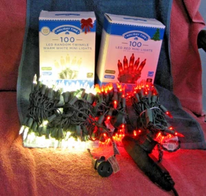 Lot Of 2 Holiday Time 100-Count Mini LED Christmas Lights (red & warm white)work - Picture 1 of 6