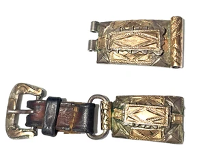 Vin. Sterling Silver & 12k yellow gold southwestern Mex. Scrap Watchband-18 gr. - Picture 1 of 7