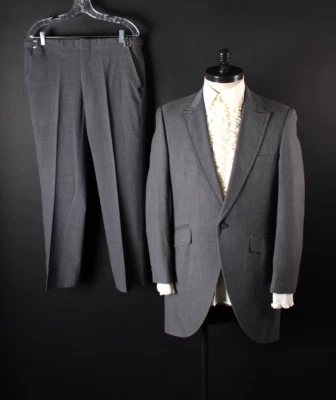 After Six Vintage 70s Dark Gray Polyester Tuxedo Jacket Men’s 42R Formalwear - Image 1 of 4
