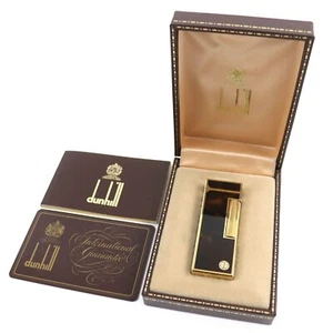 Encendedor de Gas Dunhill D Logo Laca Marrón Mármol Dorado con Caja Encendido Confirmado - Imagen 1 de 12