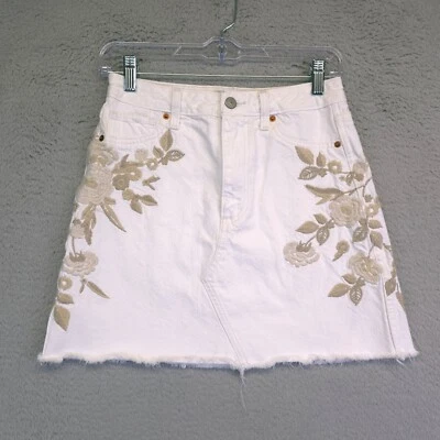 Falda Abercrombie Fitch para mujer 26/2 Zoe tiro natural vintage línea A bordada Foto 1 de 4