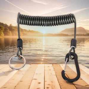Fishing Coil Lanyard Fishing Lanyard with Carabiner Anti-Lost Rope Fish Tools - Photo 1/14