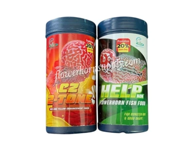 CZ AQUA PRODUCTS FLOWERHORN FISH FOODS - Cz 2-TONE & HELP KOK COMBO 200G - FREE SHIPPING