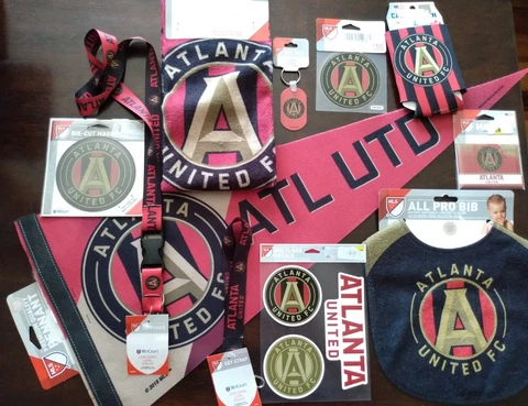Atlanta United MLS-Licensed 11 Item Lot Decals, Pennant, Towel, Magnets & More Cover