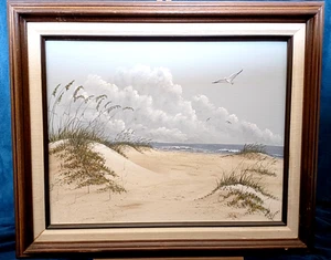 SARAH MARGARET BERRY Original Oil on Canvas Coastal Scene - Foto 1 di 11