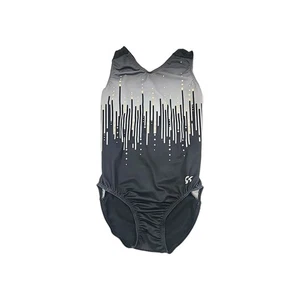 GK Elite LEOTARD Ginnastica Danza NERO Bianco Grigio Taglia Adulto Medium AM - Foto 1 di 6