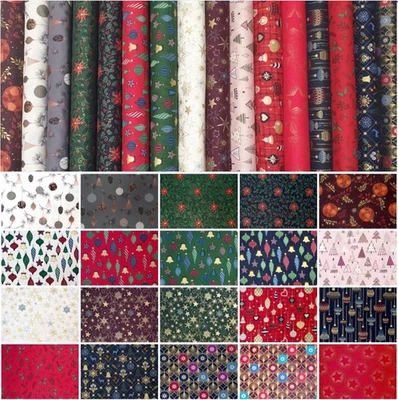 Weihnachtsstoffe Baumwolle Deko Weihnachten Stoffe mit Gold Glitzer - Bild 1 von 2