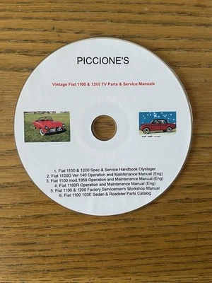 Seis piezas y manuales de servicio de TV Fiat 1100 y 1200 vintage Foto 1 de 2