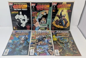 Jason Goes To Hell 1-3 & Jason vs Leatherface 1-3 (Topps Comics) ottime condizioni - Foto 1 di 3