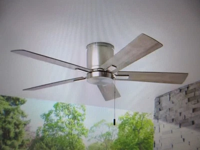 Hampton Bay Grantway 48 in. Indoor/Covered Outdoor Brushed Nickel Ceiling Fan - Image 1 of 4
