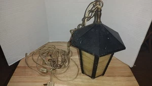 Antique Porch Lantern Sconce, Caramel Slag Glass. - Picture 1 of 24