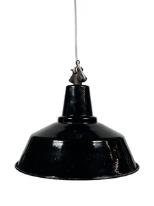 30er 40er Jahre Deckenlampe Industrielampe Emaille Loft Metall Bauhaus Design - Picture 1 of 14