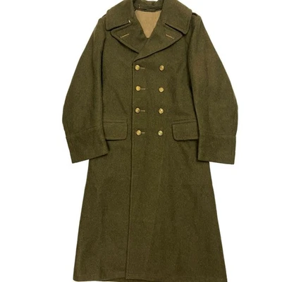 WW2 Royal Marine Greatcoat US British Army coat Olive Green Wool Military Coat - Image 1 of 3