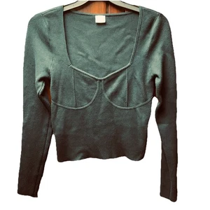 Abercrombie & Fitch Damen Schwarz Korsett Bustier Langarm Top Gr. L Goose Do - Bild 1 von 7