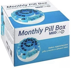 31 Day Pill Box Organizer Monthly Pill Box Dispenser Case 31 Day Medicine Holder - Picture 1 of 10
