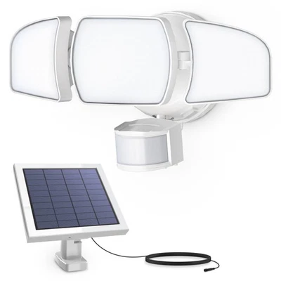 Feit Electric Outdoor LED Triple Head Solar Security Flood Lights with Motion... - Image 1 of 4