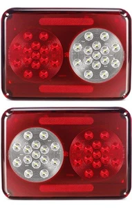 Partsam 2Pcs Double LED Trailer Tail Lights - Stop, Turn, Backup, Reverse  - Foto 1 di 6
