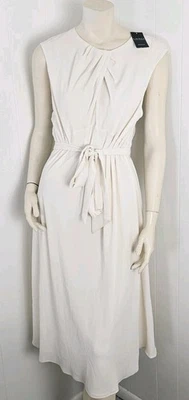 Vestido Ralph Lauren Sin Mangas en Crema Natural Cremallera Corbata Delantera Talla 12 Nuevo con Etiquetas Foto 1 de 4
