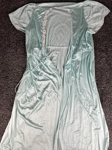Vintage 80er Jahre Nachthemd Vanity Fair Nachthemd bestickt Blumen groß blau - Bild 1 von 7