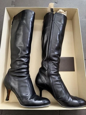 LOUIS VUITTON Botas Tacón Largo Cuero Negro EU38.5 US8 Japón Envío gratuito USADAS Foto 1 de 4