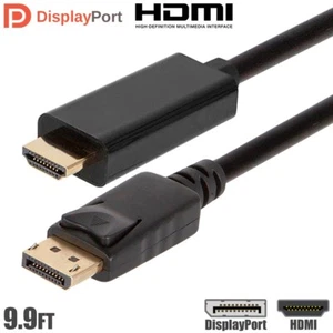 9.9FT DisplayPort DP to HDMI Converter Cable Adapter HDTV 4K 60Hz PC MacBook Pro - Picture 1 of 7