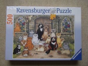 RAVENSBURGER 500 PIECE JIGSAW PUZZLE, CHURCH STEPS, CATS - NEW AND SEALED