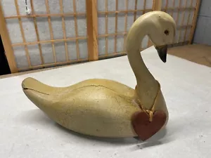 Rare J***  Hanson 1987 Folk Artist Carved Wood Decoy Style Swan - Picture 1 of 7