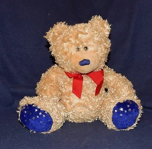 10" Ty Beanie Buddies INDIPENDENZA orso marrone rosso fiocco piedi blu con stelle 2007 HTF - Foto 1 di 1