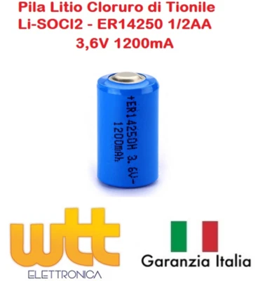 ALCAPOWER Batteria litio LS14250 lithium 1/2 AA mezza stilo ER14250 3.6V Li-SoCl2 1200mAh