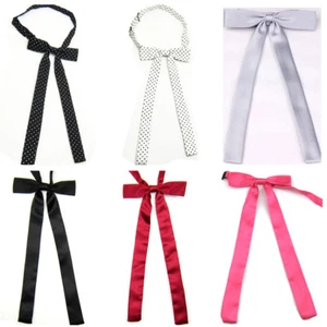 Corbata ajustable lunares lisos con moño larga banquete boda dama mujer - Imagen 1 de 8