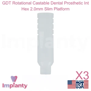 3x GDT Rotational Castable Dental Prosthetic Int Hex 2.0mm Slim Platform - Picture 1 of 6