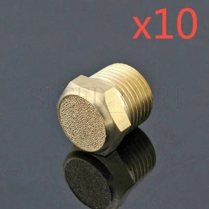 10pcs 3/8 NPT Sintered Bronze Brass Pneumatic Valve Sound Noise Muffler Silencer - Picture 1 of 2