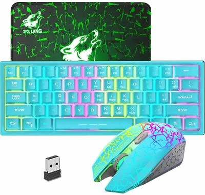 60% Wireless Gaming Tastatur und Maus Combo Set 3800 mAh Rainbow LED Leise Mouse - Bild 1 von 4