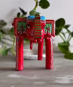 RFE Elephant Wooden Stool, Hand Painted Indian Furniture, Home Décor, Gift - Picture 1 of 3