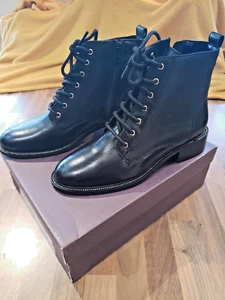 Carvela SPIKE Black Leather Lace up Boots - Size 5.5 - New - Picture 1 of 5