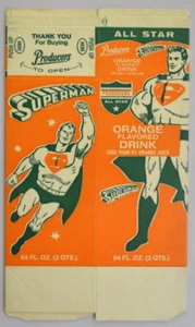 All Star SUPERMAN ORANGE DRINK CARTON UNUSED / FLAT / UNFOLDED 1966 - Bild 1 von 2